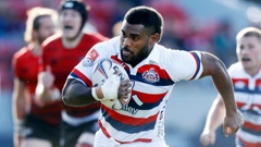 New Magpies recruit and wing Paula Balekana was on the left wing for the New England Free Jacks and scored his 15th try of the season. Photo Getty Images