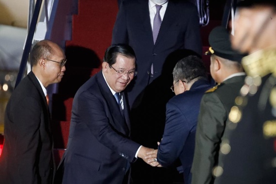 Cambodia's Prime Minister Hun Sen arrives at Ngurah Rai International Airport ahead of the G20 Summit in Bali, Indonesia November 14, 2022. (Ajeng Dinar Ulfiana/Pool Photo via AP)