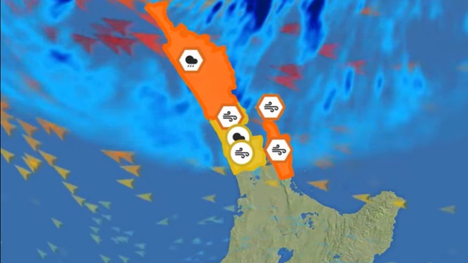 MetService's forecast for Sunday at 9pm. Photo / MetService.
