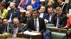 Britain's Prime Minister Rishi Sunak speaks during Prime Minister's Questions in the House of Commons in London. Photo / AP