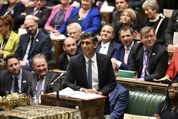 Britain's Prime Minister Rishi Sunak speaks during Prime Minister's Questions in the House of Commons in London. Photo / AP