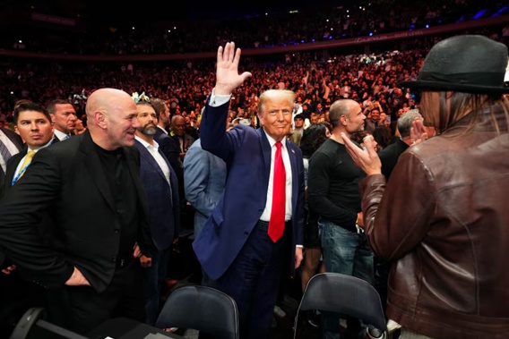 President-elect Donald Trump gestures to the crowd during the UFC 309 event at Madison Square Garden in New York City. Photo / Getty Images