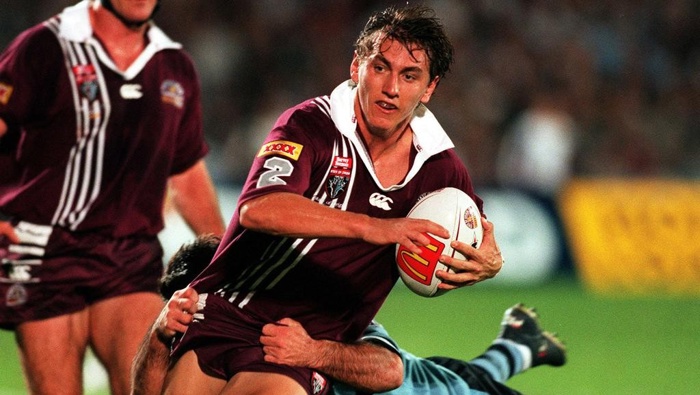 Mat Rogers Being Tackled By Brad Fittler During A 1999 State Of Origin Match At Suncorp Metway Stadium. Photo / News Corp Australia