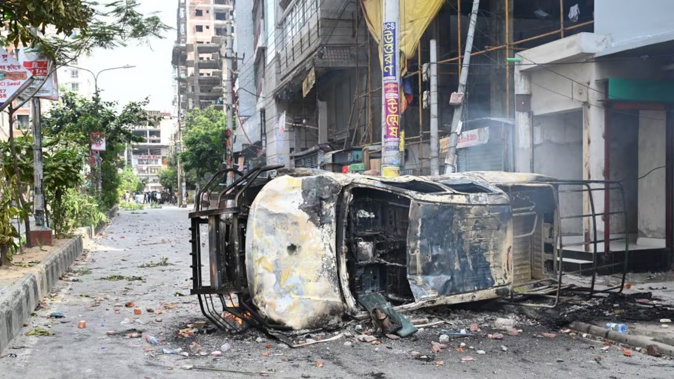 Students are clashing with the police during an ongoing anti-quota protest in Dhaka, Bangladesh. Photo / Getty Images