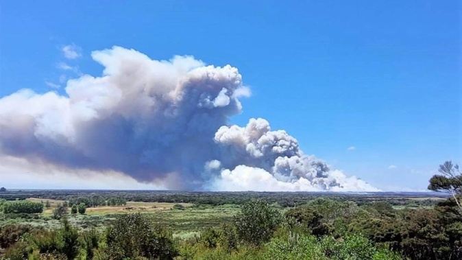 Smoke billows from the Kaimaumau fire during the January breakout. Photo / supplied