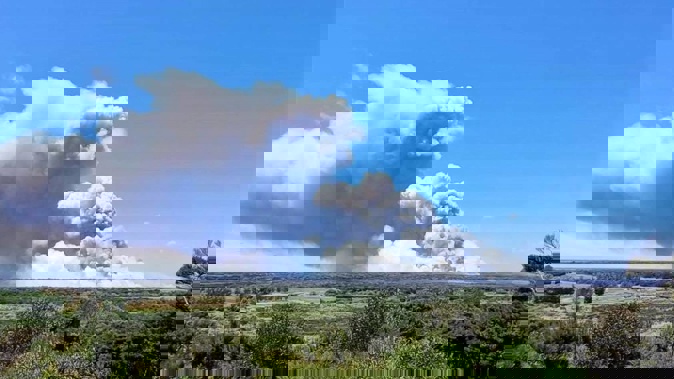 Smoke billows from the Kaimaumau fire during the January breakout. Photo / supplied