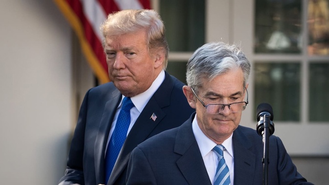 Equities fell further shortly after the market opened when Trump called Powell a 'major loser' for not cutting interest rates. Photo / Getty Images