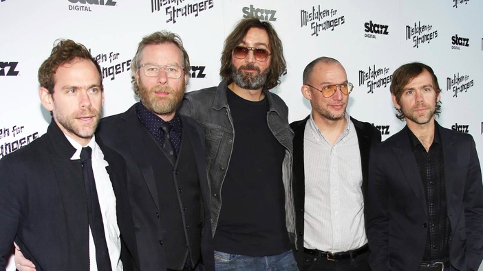 The National, from left, Bryce Dessner, Matt Berninger, Bryan Devendorf, Scott Devendorf, and Aaron Dessner. Photo / AP