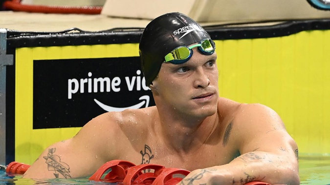 Cody Simpson catches his breath during day one of the 2022 Australian Swimming Championships. Photo / Getty